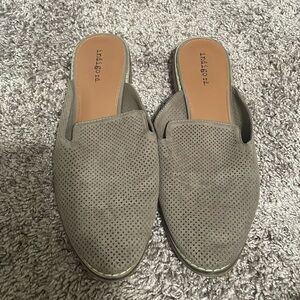 Suede tan/taupe mules